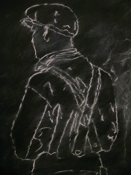 suspenders chalk drawing